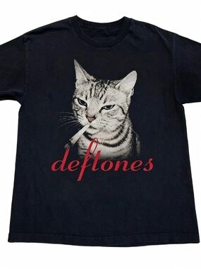 Deftones Cat Smoking, Funny Cat Womens Mens T-shirt Unisex